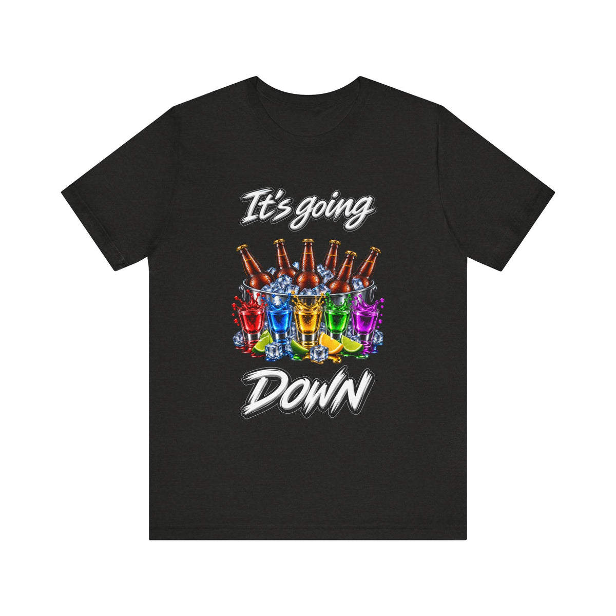 It's Going Down Party T-Shirt — Colorful Bottles and Shots