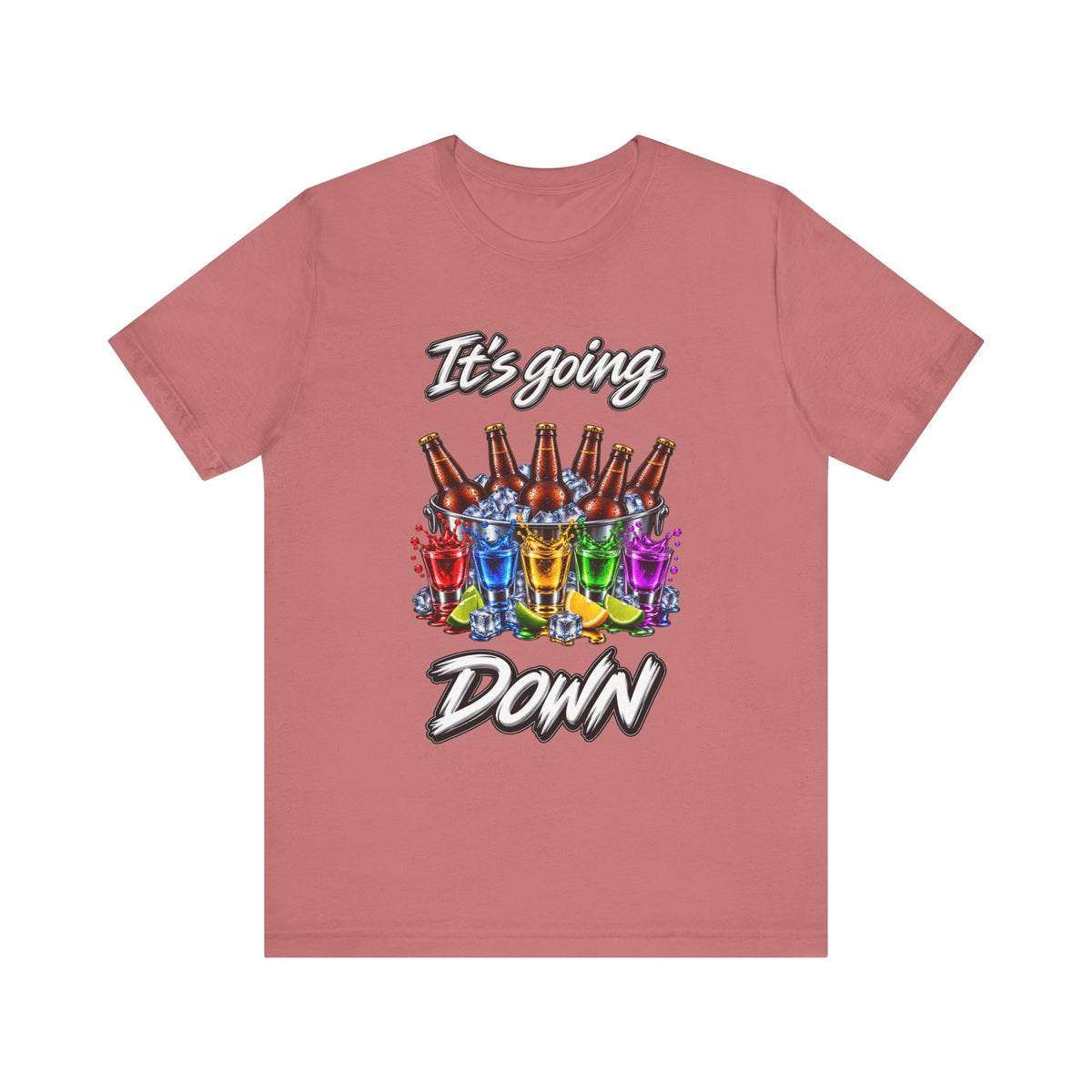 It's Going Down Party T-Shirt — Colorful Bottles and Shots