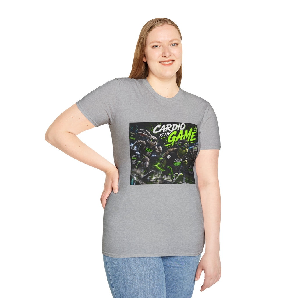 Cardio Is My Game T-Shirt — Neon Fitness Gamer Tee