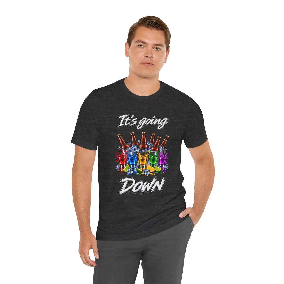 It's Going Down Party T-Shirt — Colorful Bottles and Shots