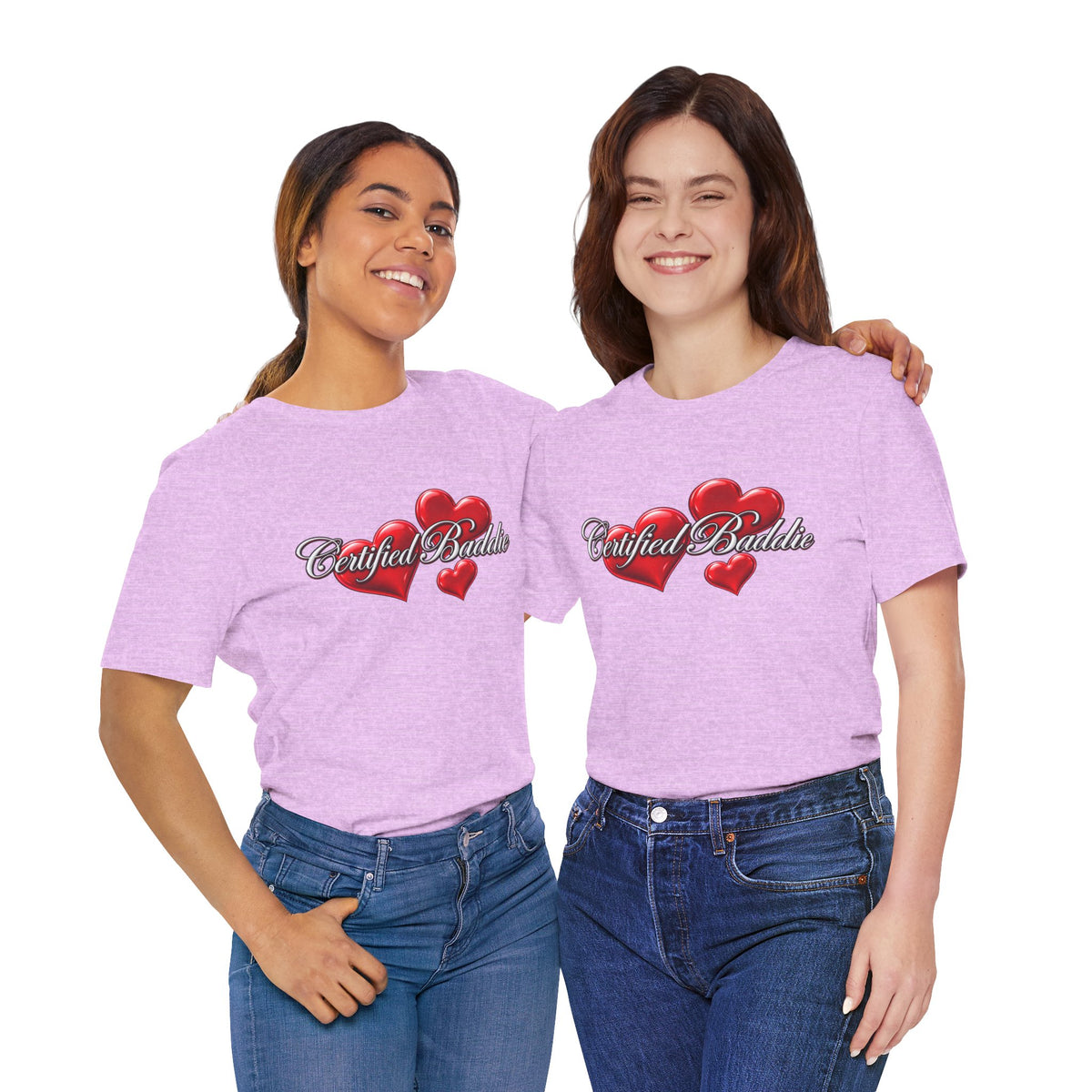 "Certified Baddie" Red Hearts Graphic Tee