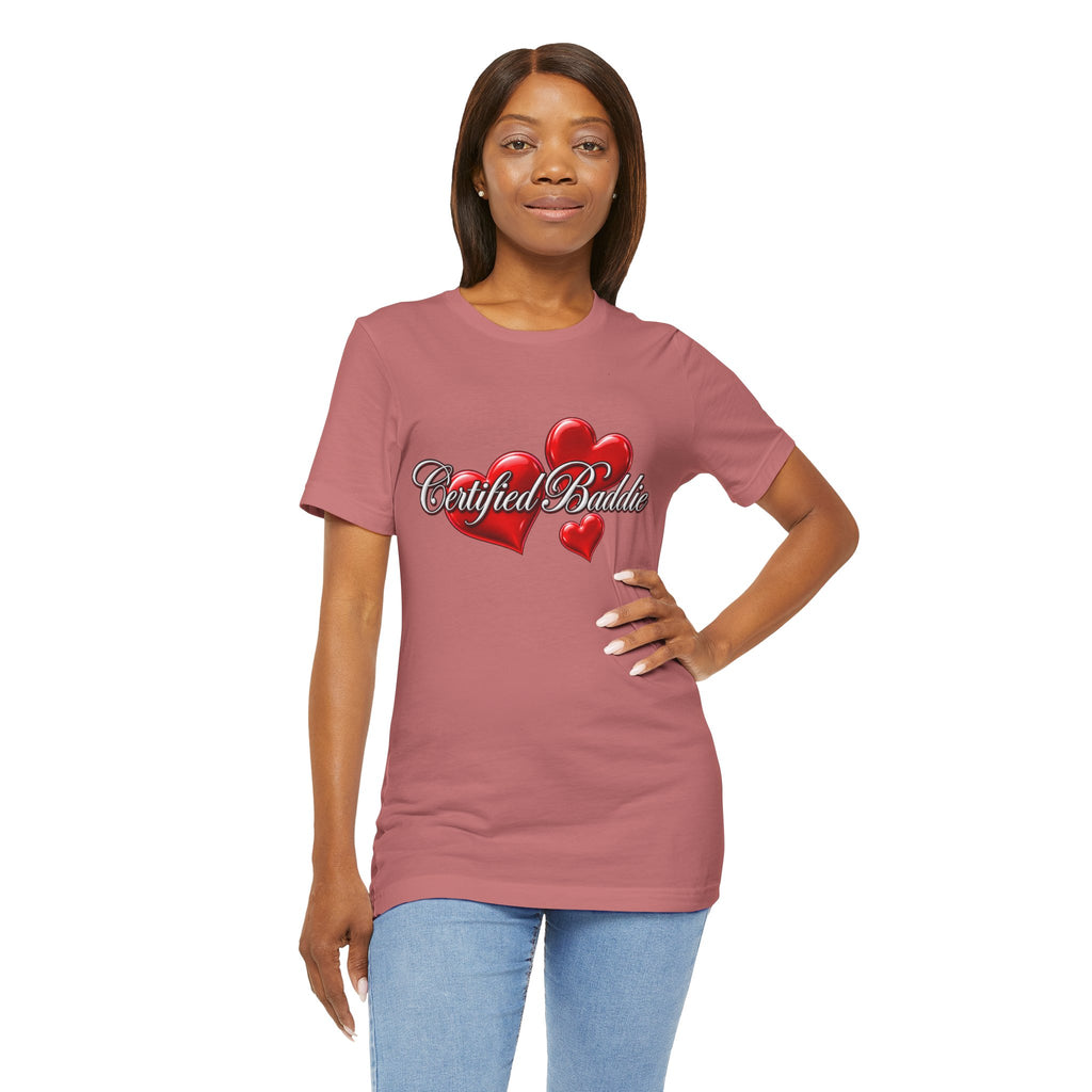 "Certified Baddie" Red Hearts Graphic Tee