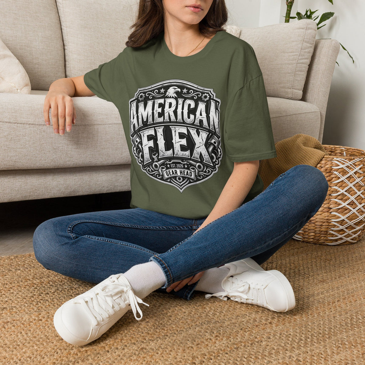 American Flex T‑Shirt — Vintage Patriotic Eagle Graphic Tee