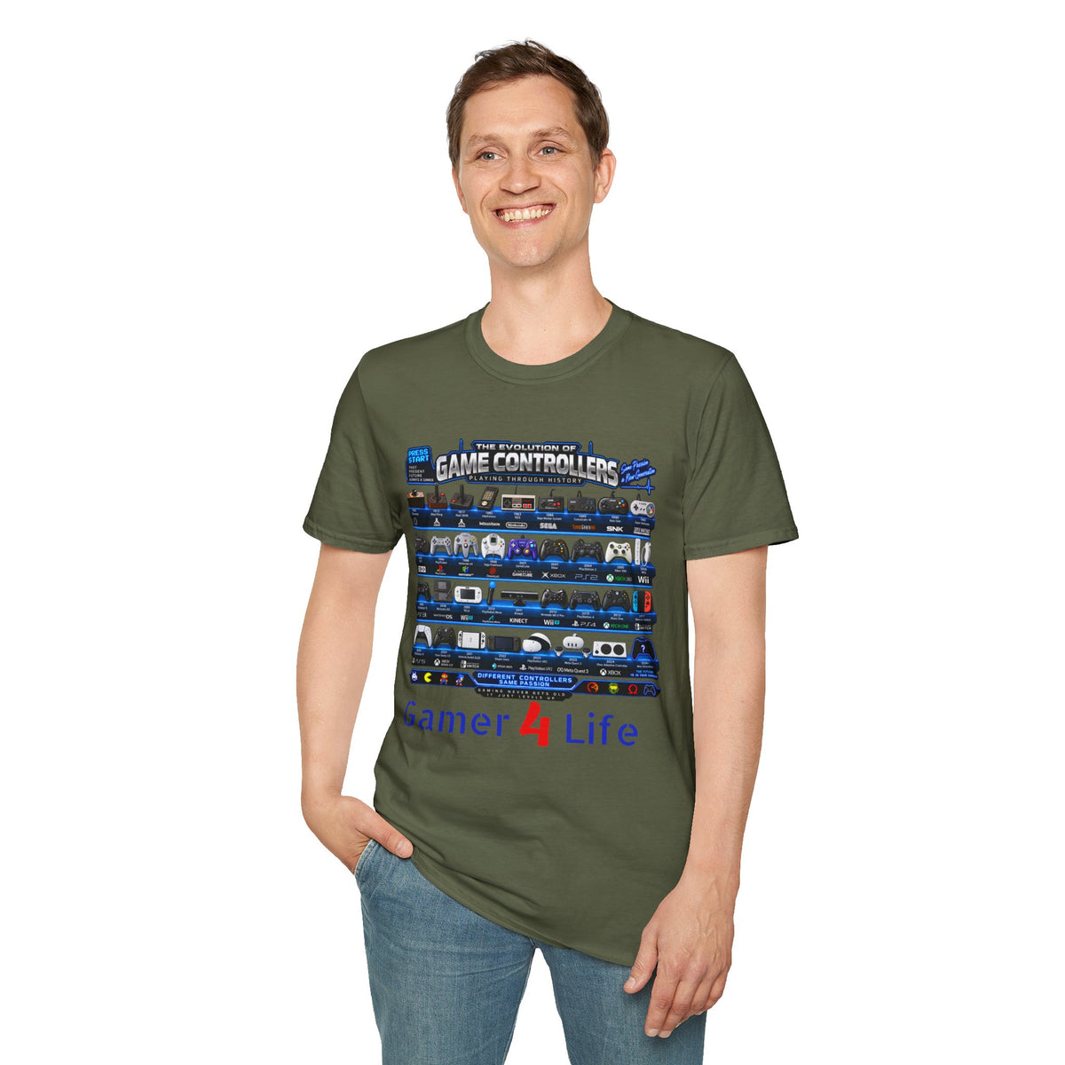 'Gamer 4 Life' Graphic Tee - Game Controllers Evolution