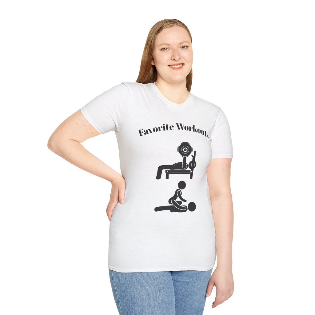 Favorite Workouts T-Shirt — Gym Exercise Icons Tee for Fitness Lovers