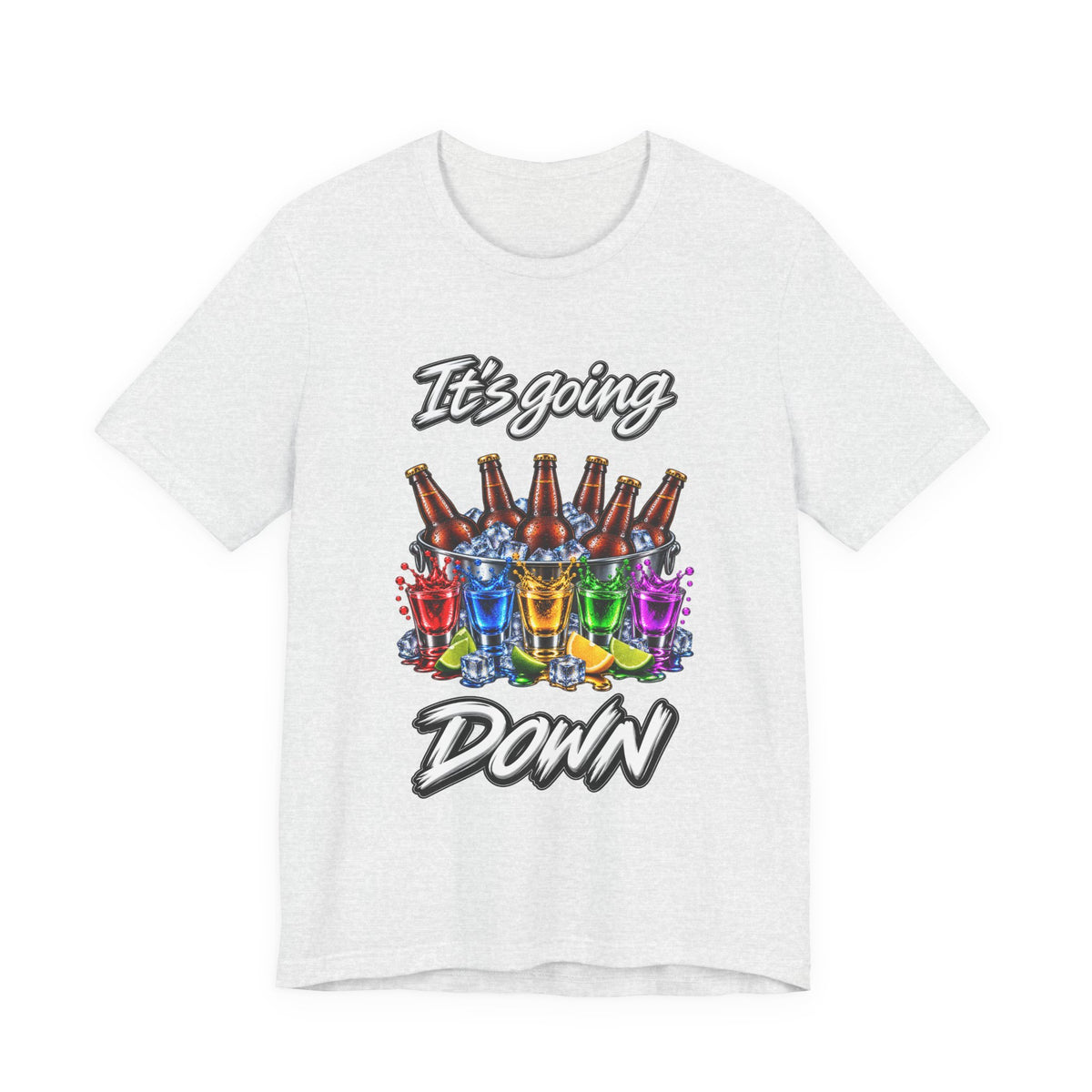 It's Going Down Party T-Shirt — Colorful Bottles and Shots