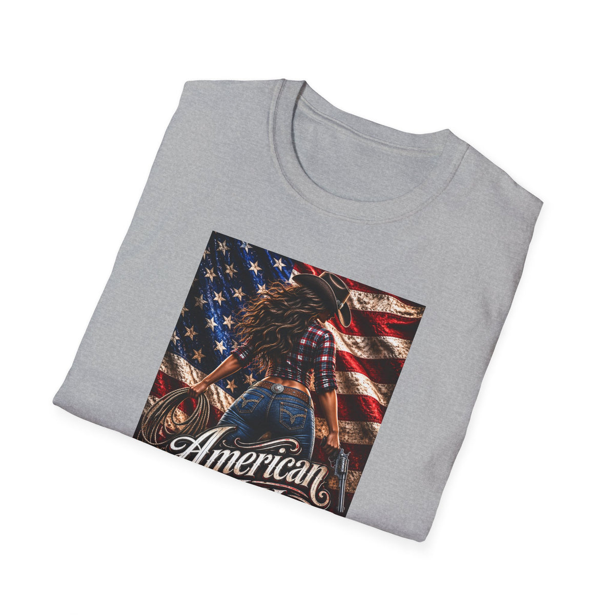 American Made Tee — Patriotic Cowgirl Flag T-Shirt