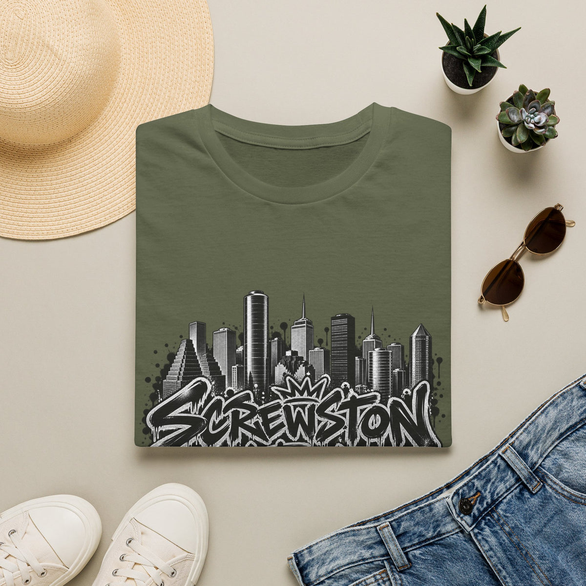Screwston City  H-Town Skyline Graphic Tee