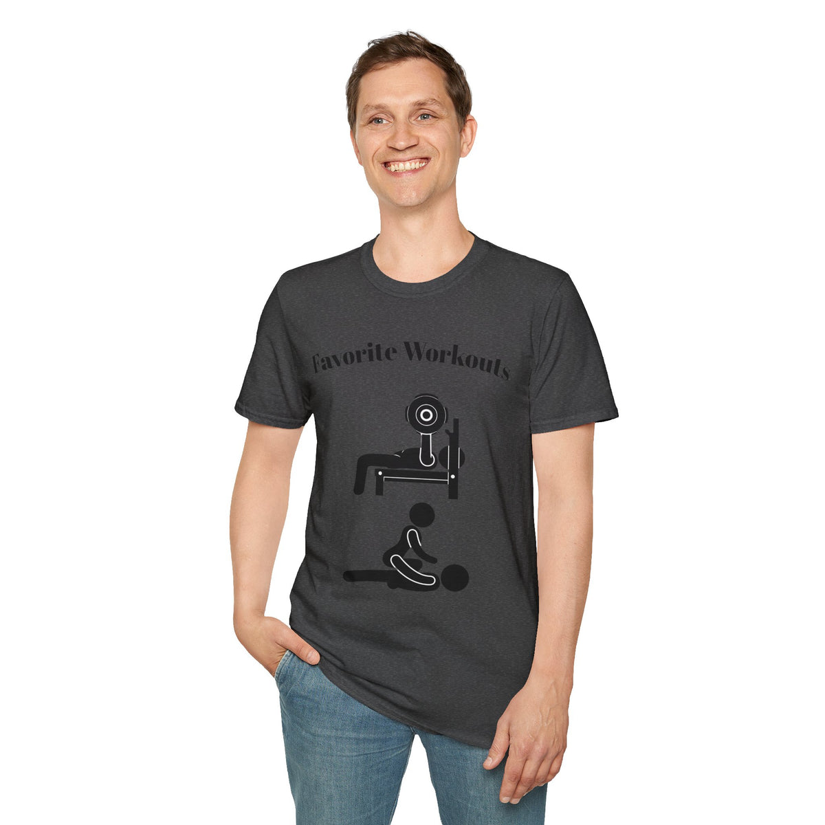 Favorite Workouts T-Shirt — Gym Exercise Icons Tee for Fitness Lovers