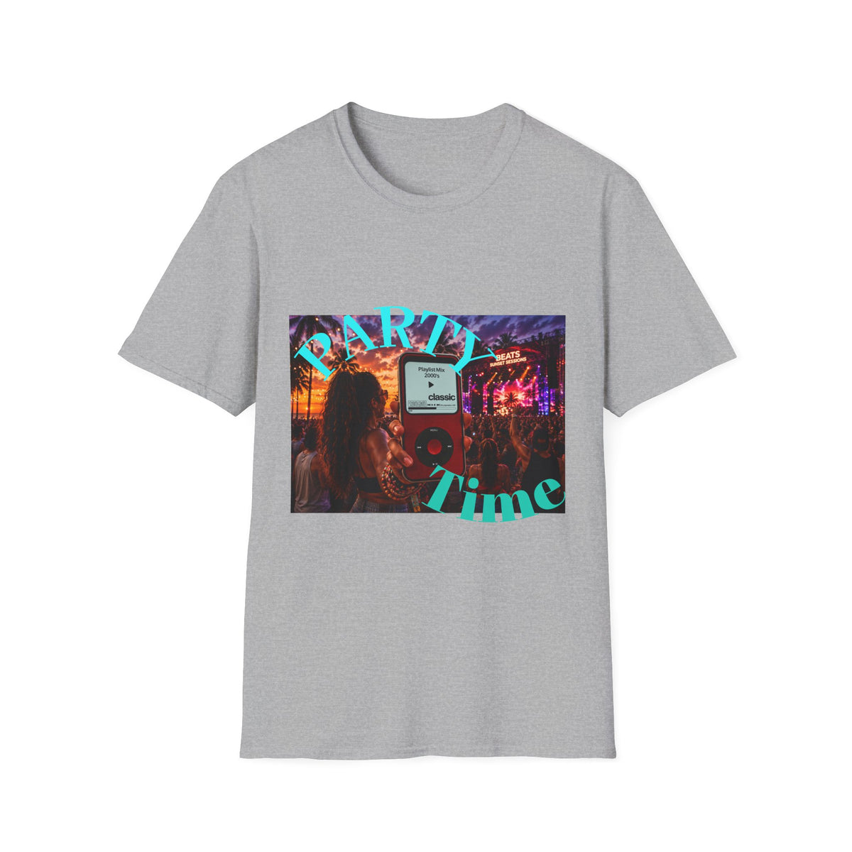 Party Time T-Shirt — Retro Concert Sunset Graphic with 'PARTY' & 'Vibes'
