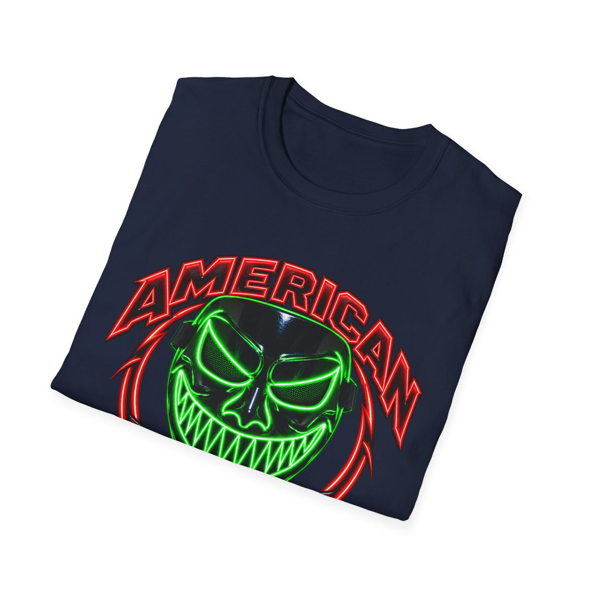 American Flex Graphic T-Shirt — Neon Skull Patriotic Streetwear