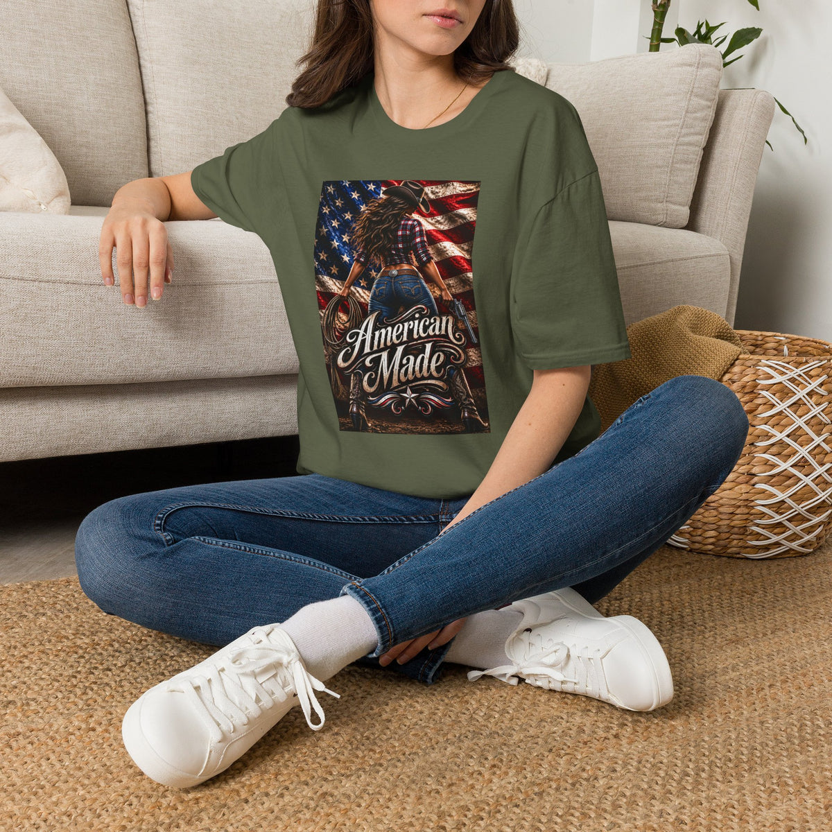 American Made Tee — Patriotic Cowgirl Flag T-Shirt