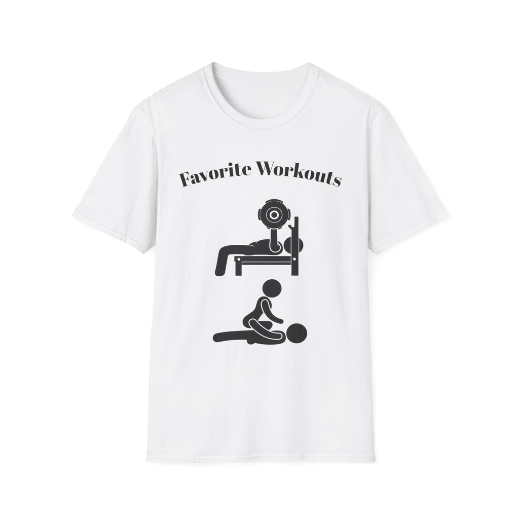 Favorite Workouts T-Shirt — Gym Exercise Icons Tee for Fitness Lovers