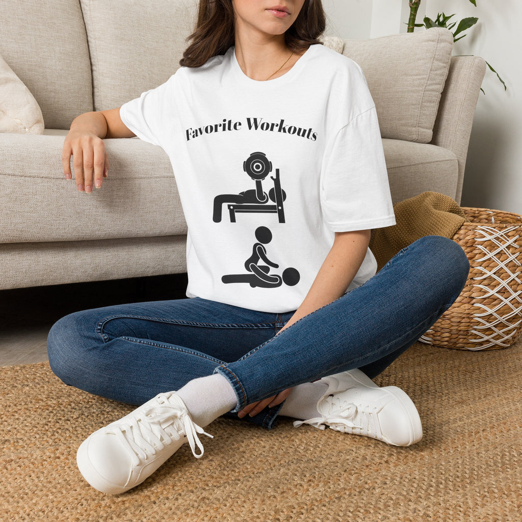 Favorite Workouts T-Shirt — Gym Exercise Icons Tee for Fitness Lovers