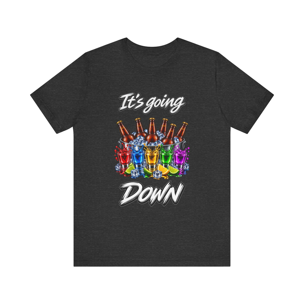 It's Going Down Party T-Shirt — Colorful Bottles and Shots