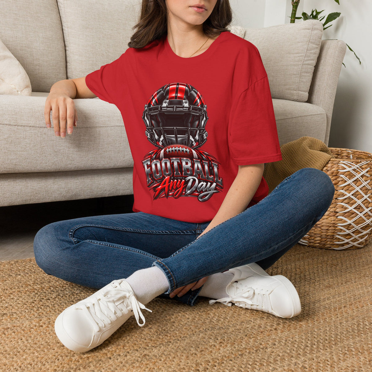 Football Any Day T-Shirt — Helmet Graphic Tee for Football Fans