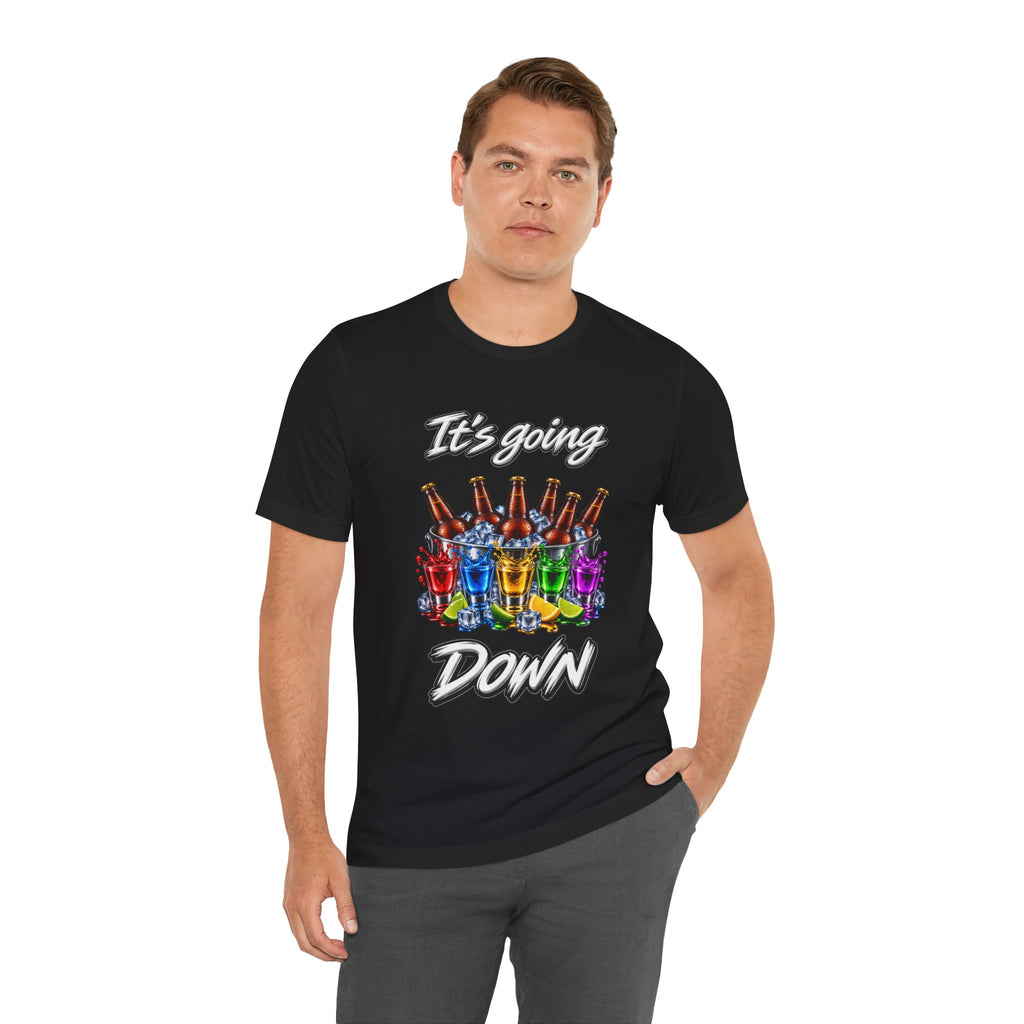 It's Going Down Party T-Shirt — Colorful Bottles and Shots