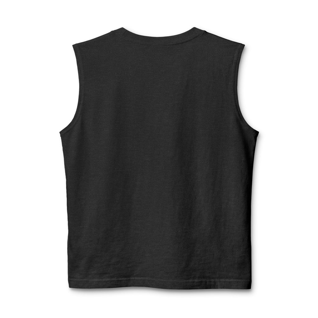 Pushing Weight Muscle Tank — Graphic Fitness Tank Top with 45 LB Plate