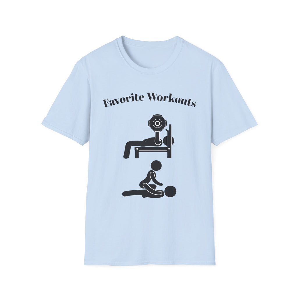 Favorite Workouts T-Shirt — Gym Exercise Icons Tee for Fitness Lovers