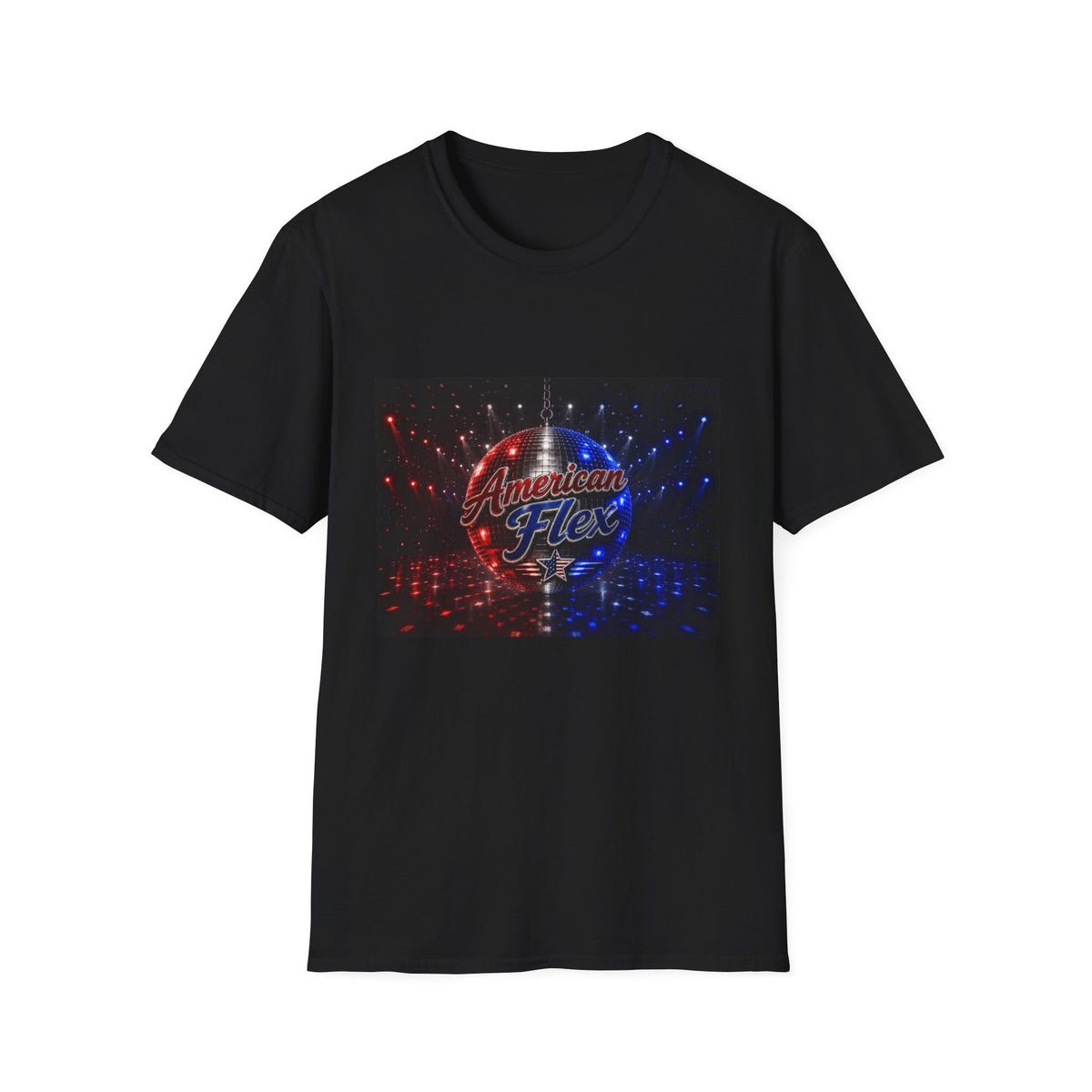 American Flex v2 T-Shirt — Patriotic Disco Graphic Tee
