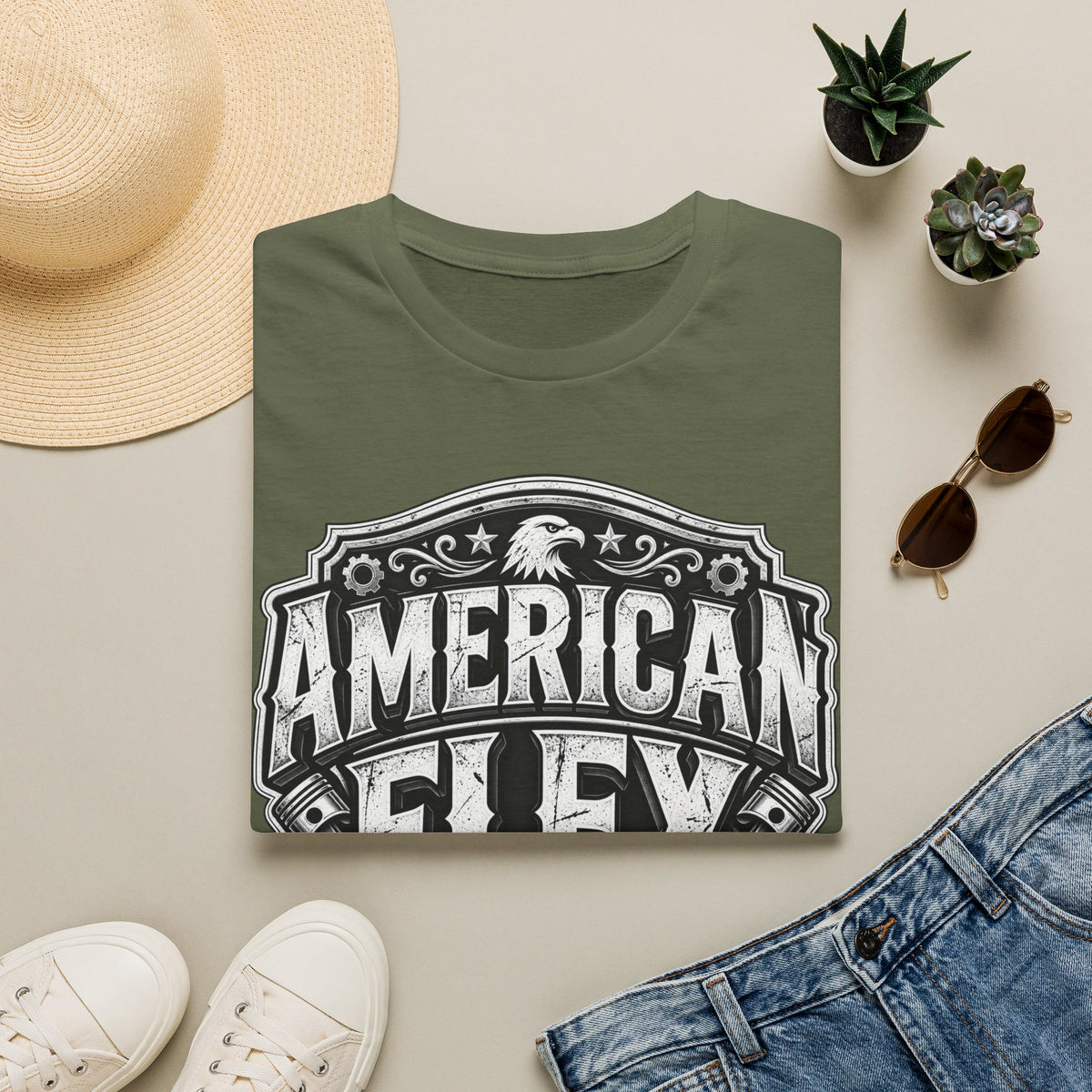American Flex T‑Shirt — Vintage Patriotic Eagle Graphic Tee
