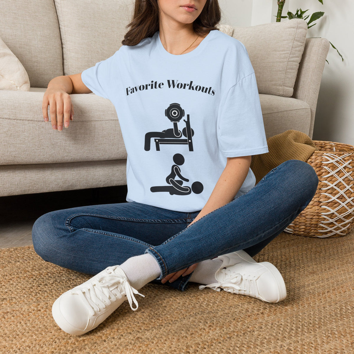 Favorite Workouts T-Shirt — Gym Exercise Icons Tee for Fitness Lovers