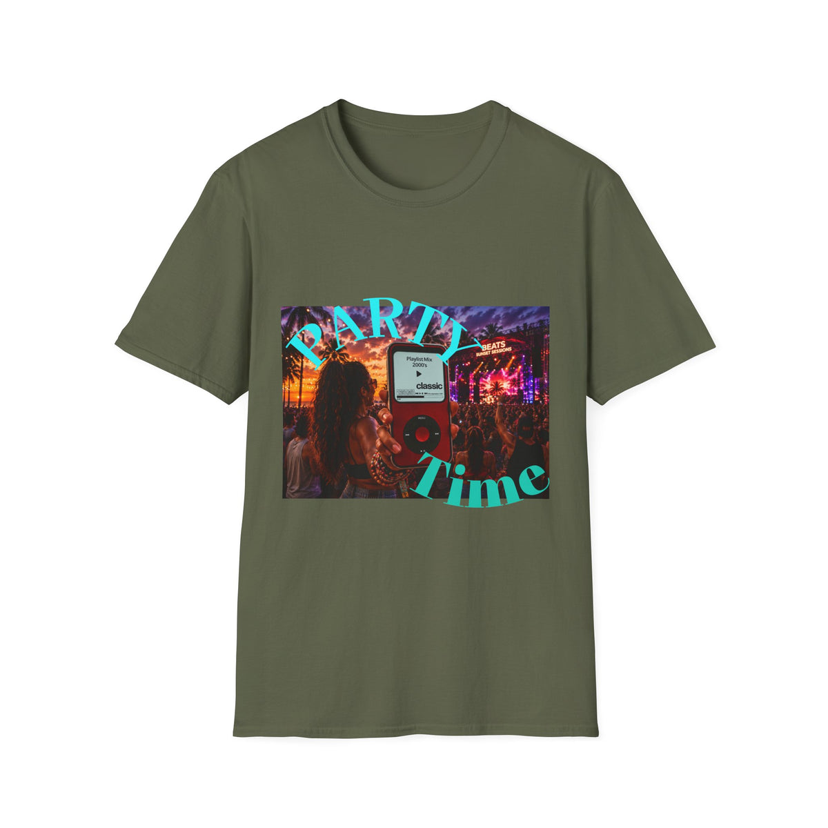 Party Time T-Shirt — Retro Concert Sunset Graphic with 'PARTY' & 'Vibes'