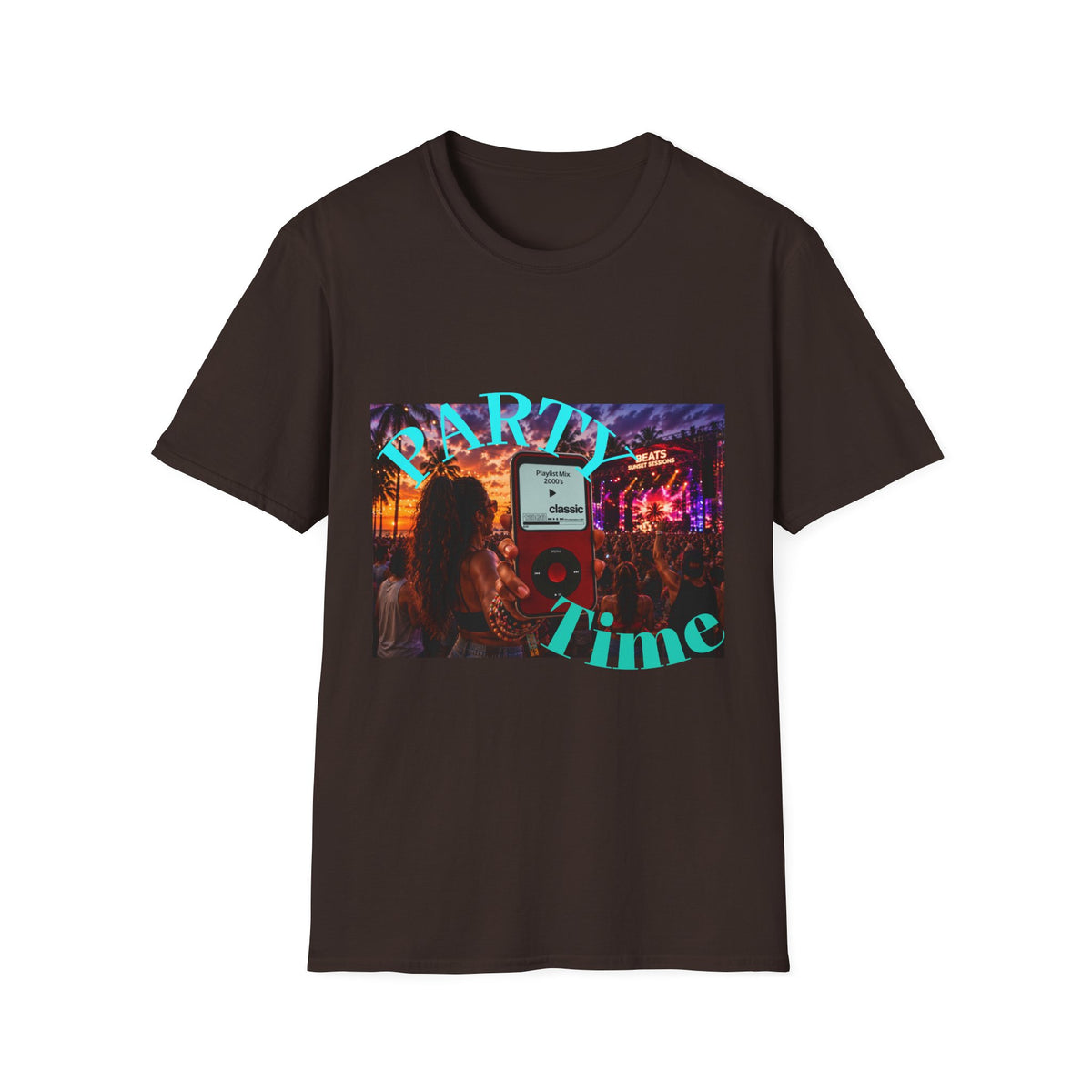 Party Time T-Shirt — Retro Concert Sunset Graphic with 'PARTY' & 'Vibes'