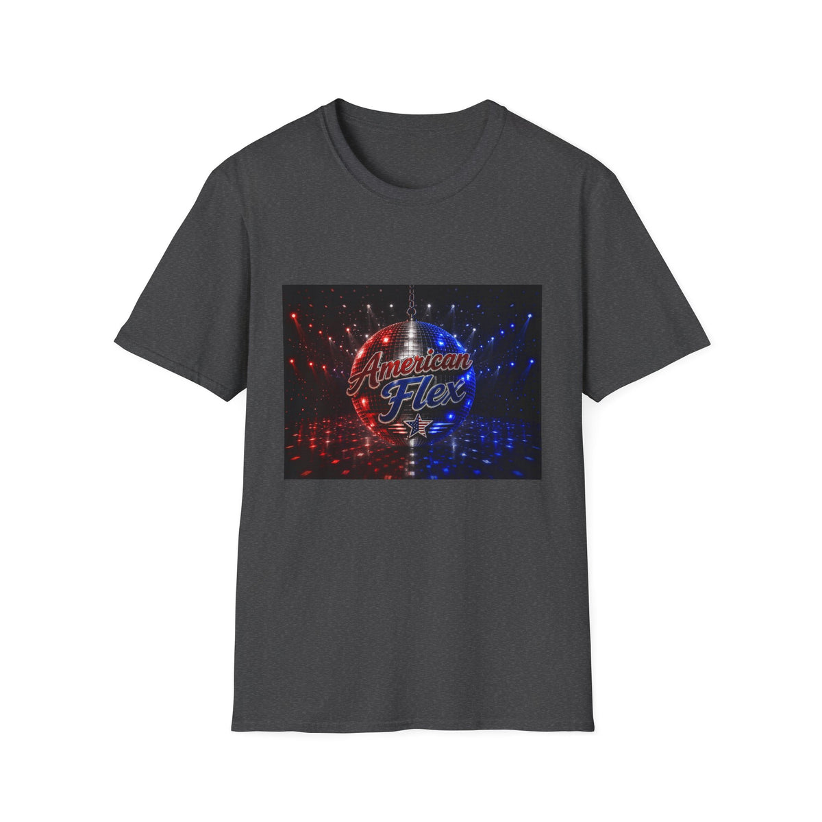 American Flex v2 T-Shirt — Patriotic Disco Graphic Tee