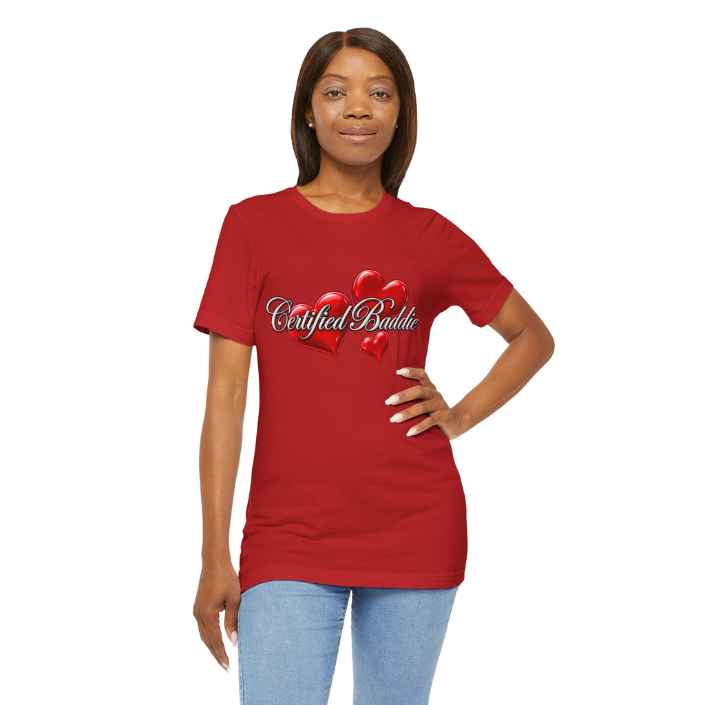 "Certified Baddie" Red Hearts Graphic Tee