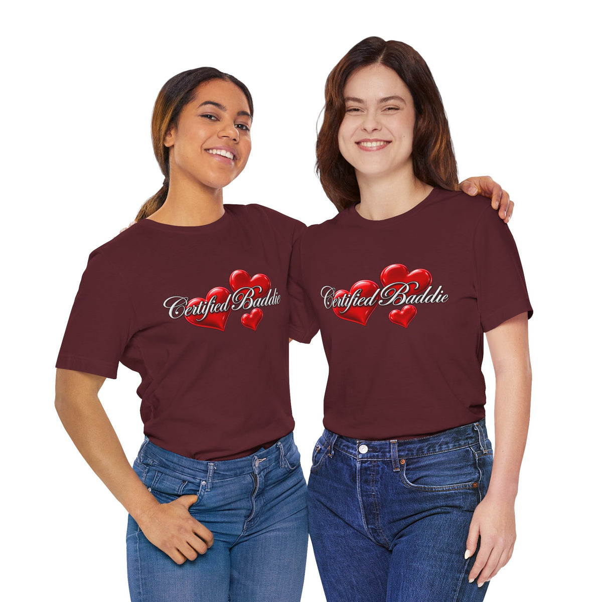 "Certified Baddie" Red Hearts Graphic Tee