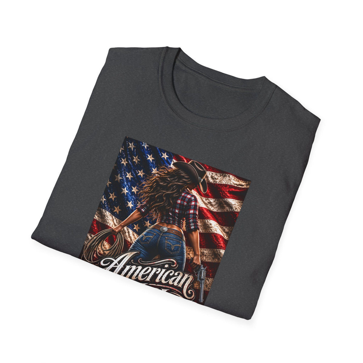 American Made Tee — Patriotic Cowgirl Flag T-Shirt
