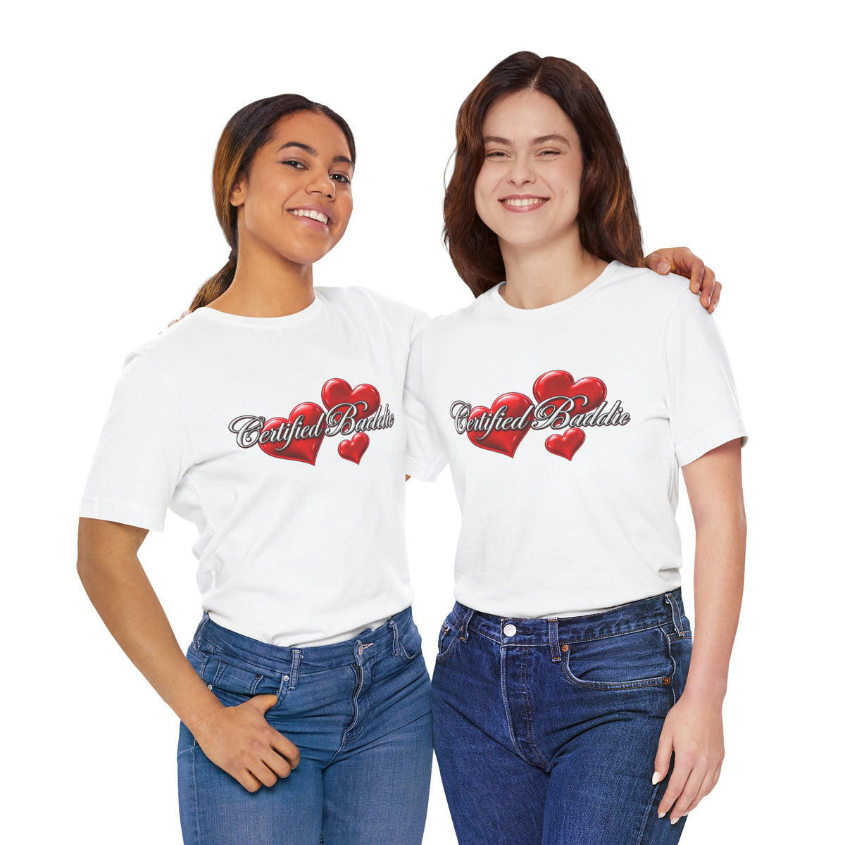 "Certified Baddie" Red Hearts Graphic Tee