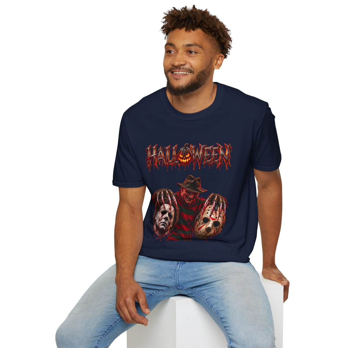 Halloween Mayhem — Freddy, Michael & Jason Mask Trio Graphic Tee