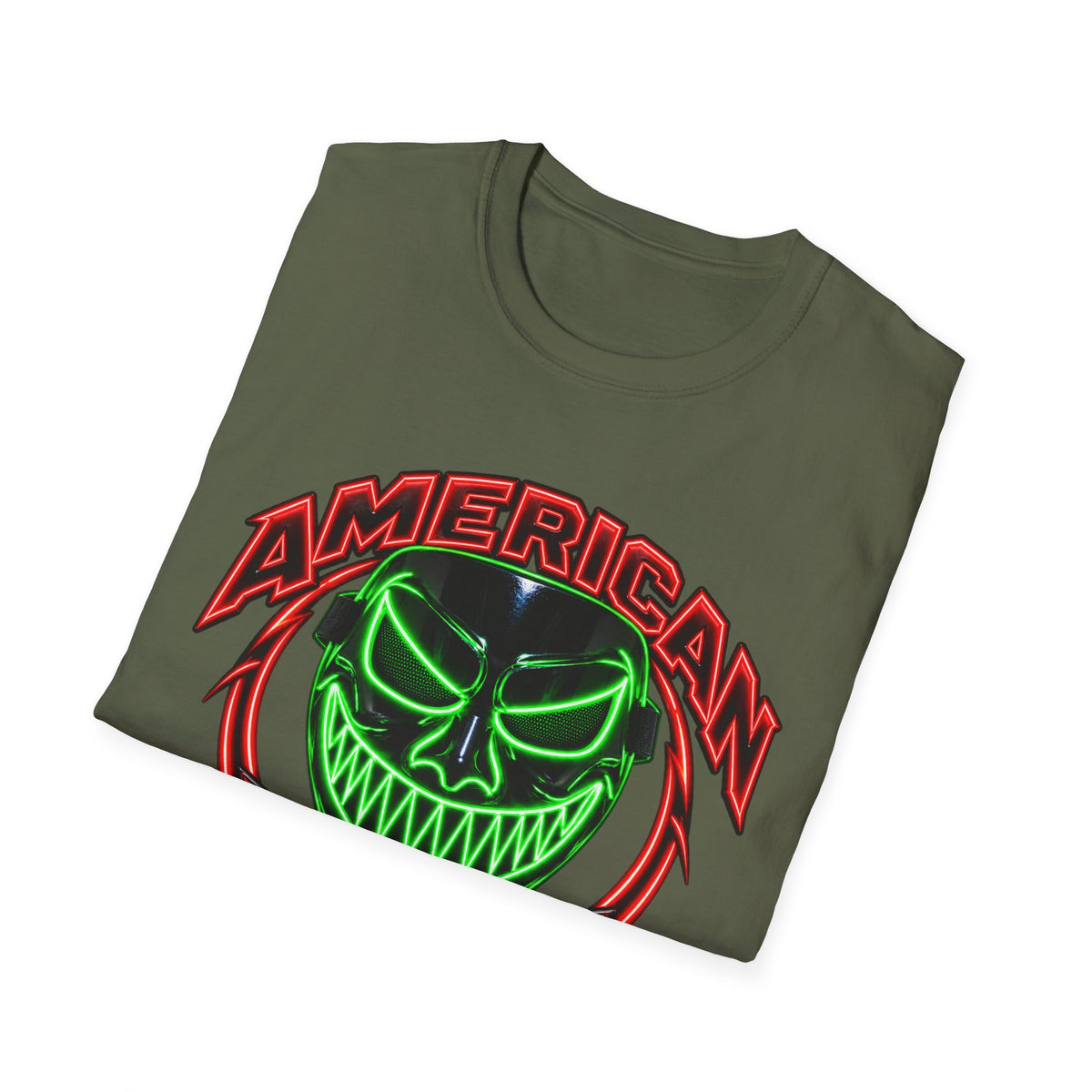 American Flex Graphic T-Shirt — Neon Skull Patriotic Streetwear