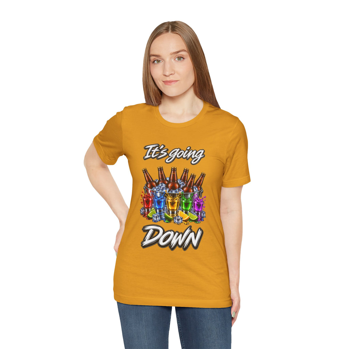 It's Going Down Party T-Shirt — Colorful Bottles and Shots