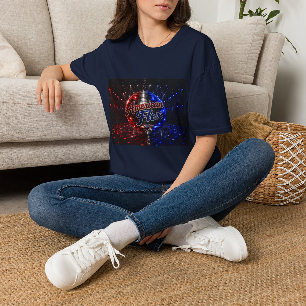 American Flex v2 T-Shirt — Patriotic Disco Graphic Tee