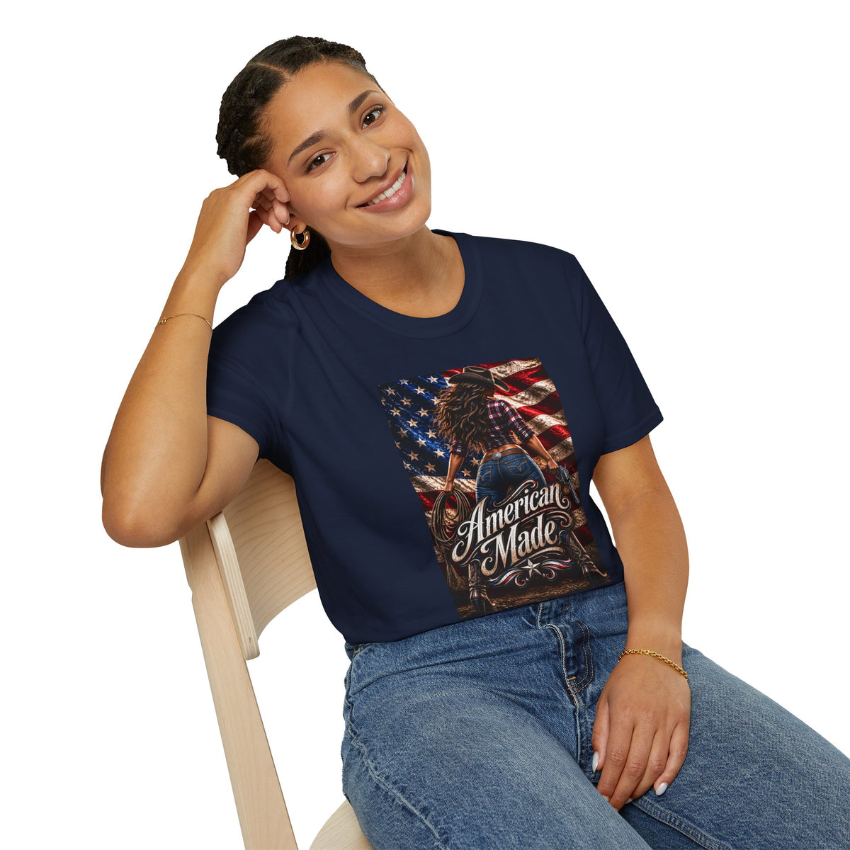 American Made Tee — Patriotic Cowgirl Flag T-Shirt