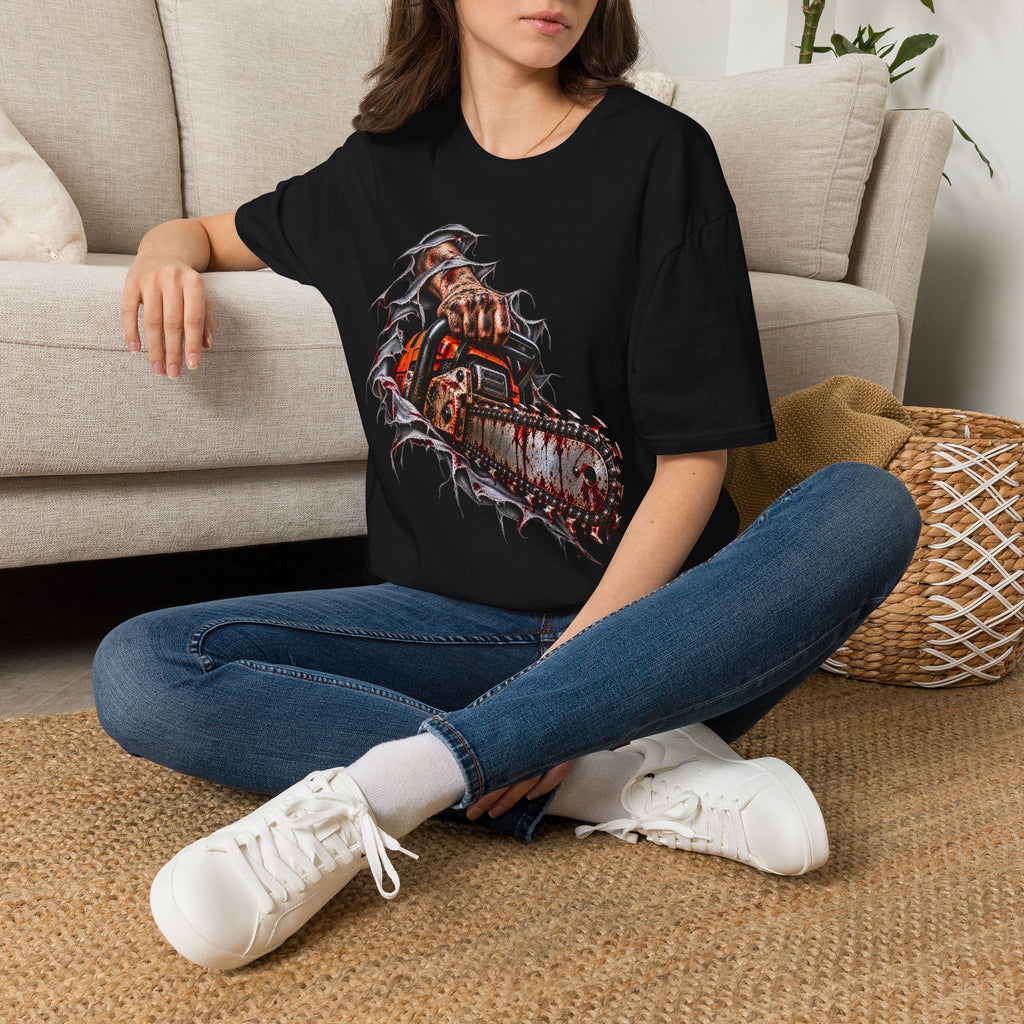 Chainsaw Carving T-Shirt — Horror Graphic Tee