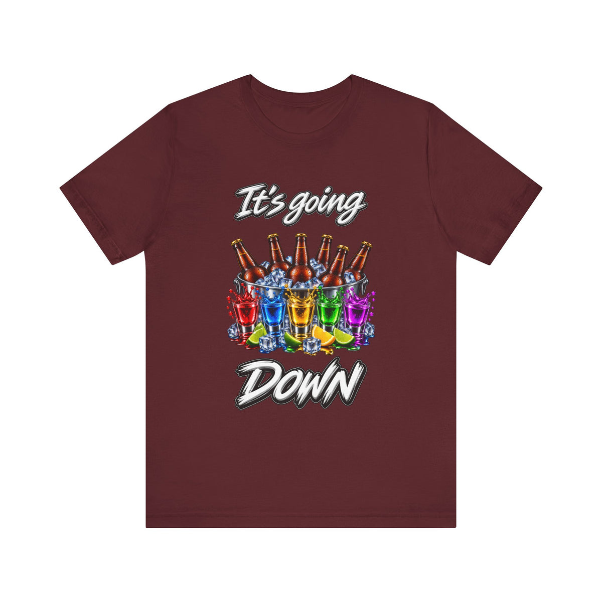 It's Going Down Party T-Shirt — Colorful Bottles and Shots