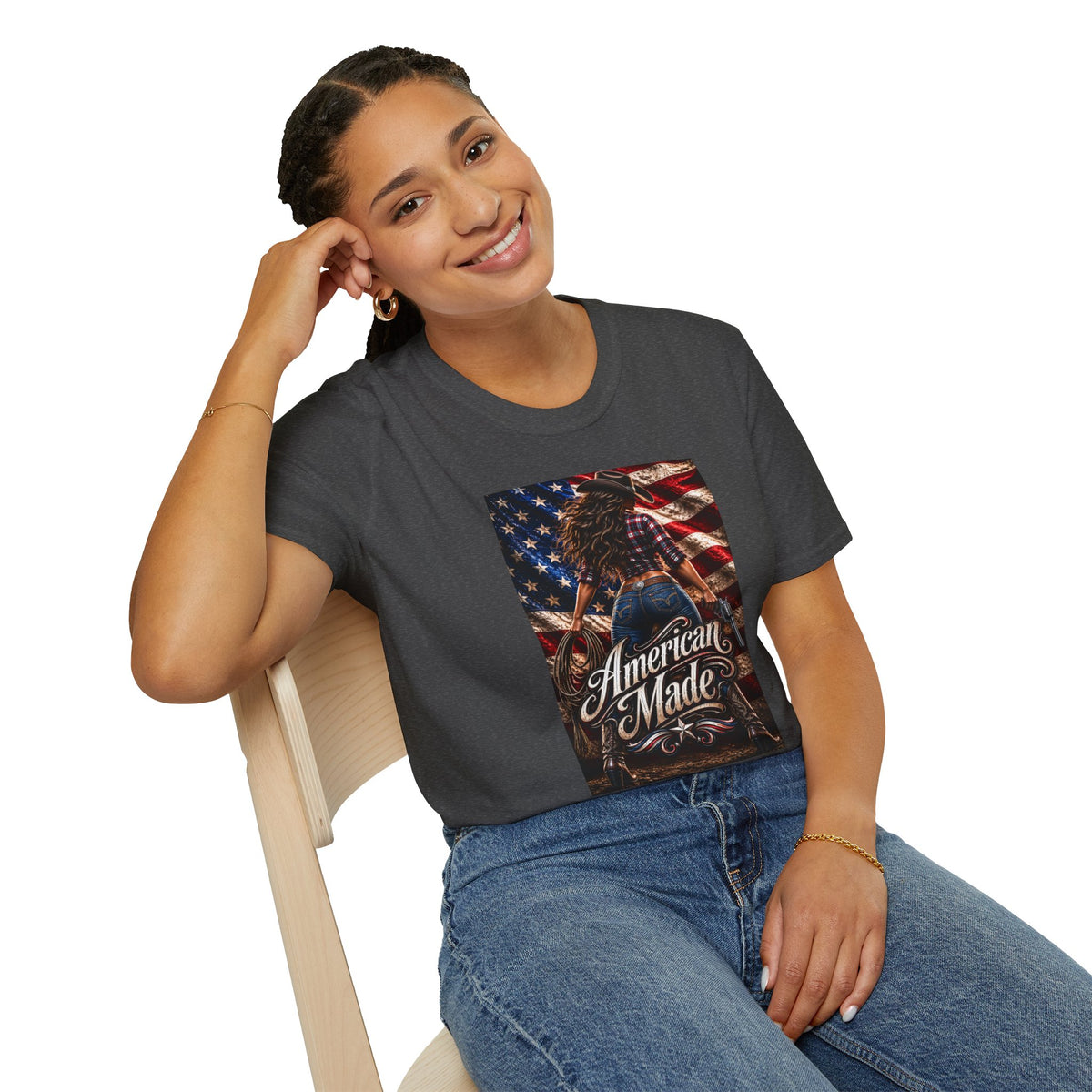 American Made Tee — Patriotic Cowgirl Flag T-Shirt