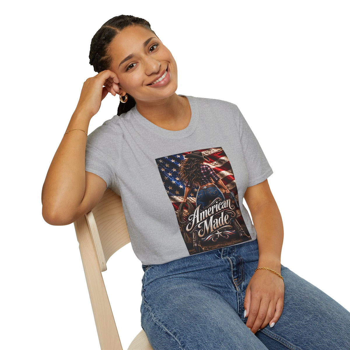 American Made Tee — Patriotic Cowgirl Flag T-Shirt