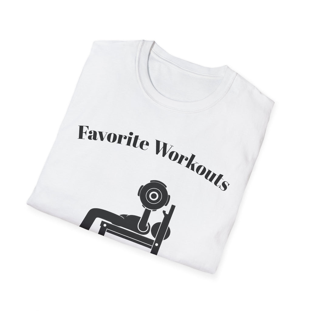 Favorite Workouts T-Shirt — Gym Exercise Icons Tee for Fitness Lovers