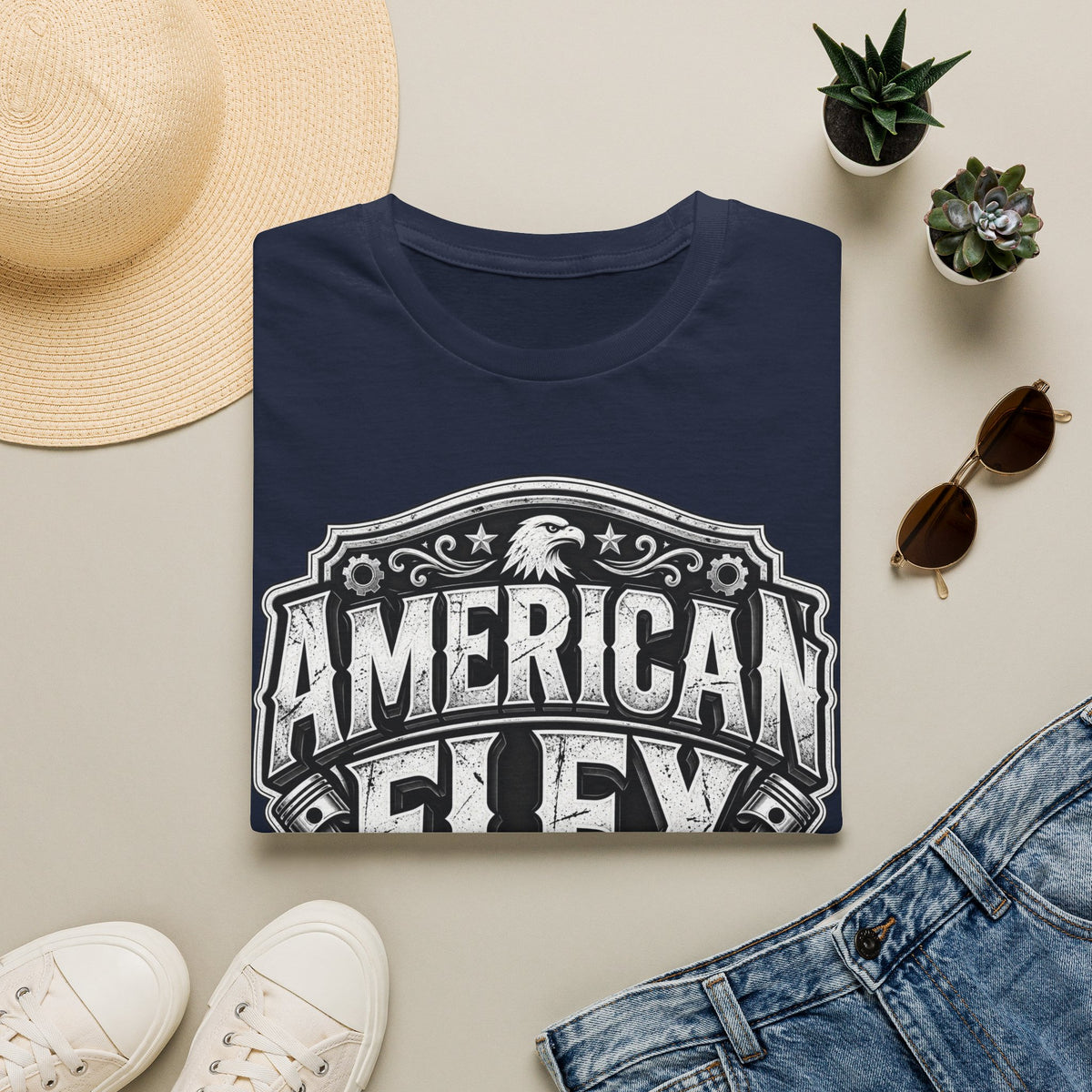 American Flex T‑Shirt — Vintage Patriotic Eagle Graphic Tee