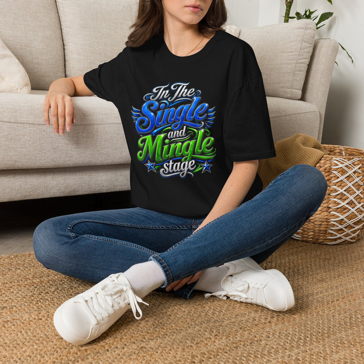 "In The Single and Mingle Stage" T-Shirt — Fun Party Tee