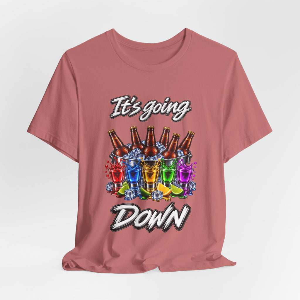 It's Going Down Party T-Shirt — Colorful Bottles and Shots