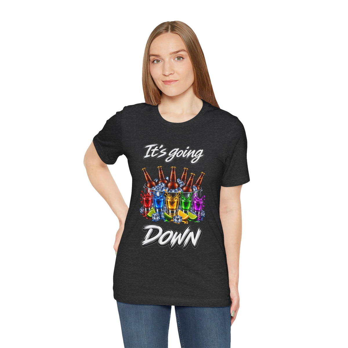 It's Going Down Party T-Shirt — Colorful Bottles and Shots