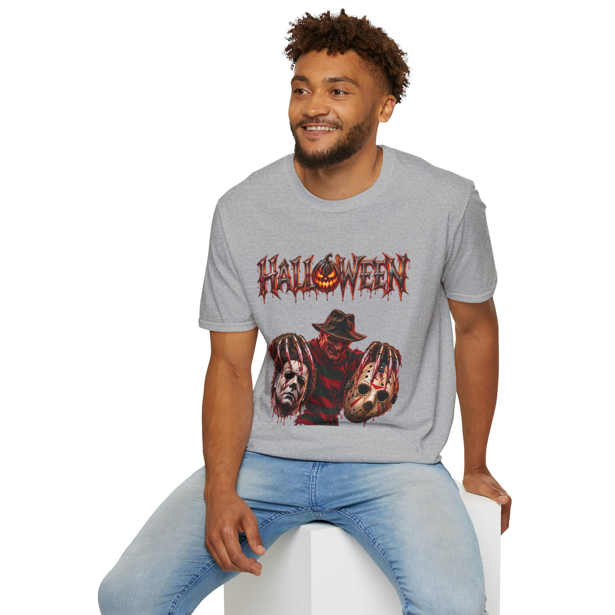 Halloween Mayhem — Freddy, Michael & Jason Mask Trio Graphic Tee