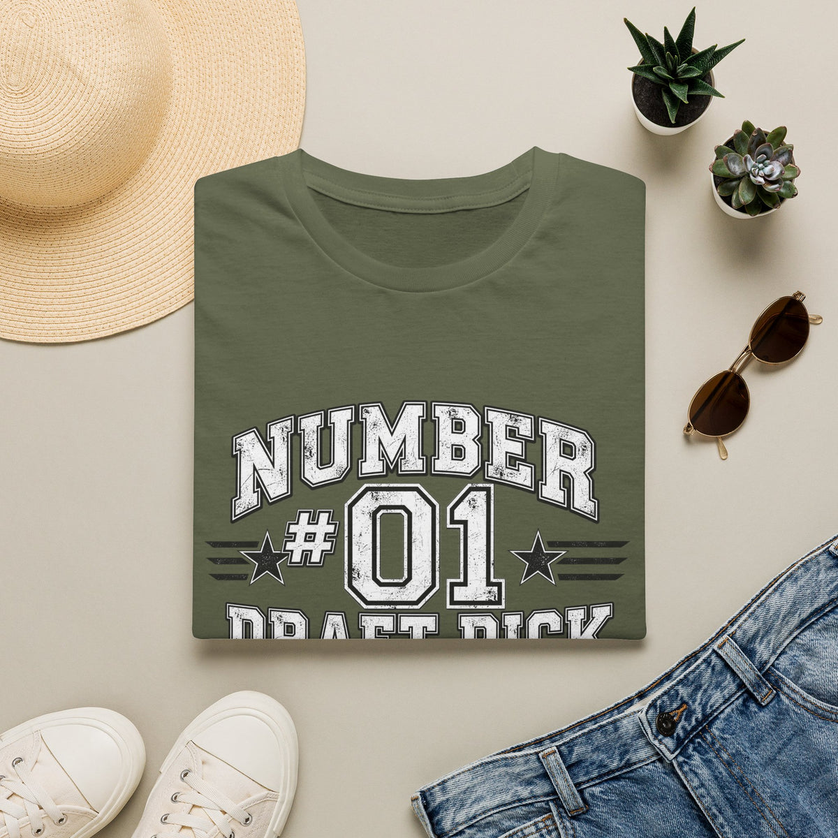 Number #01 Draft Pick T‑Shirt — Retro Sports Jersey Graphic