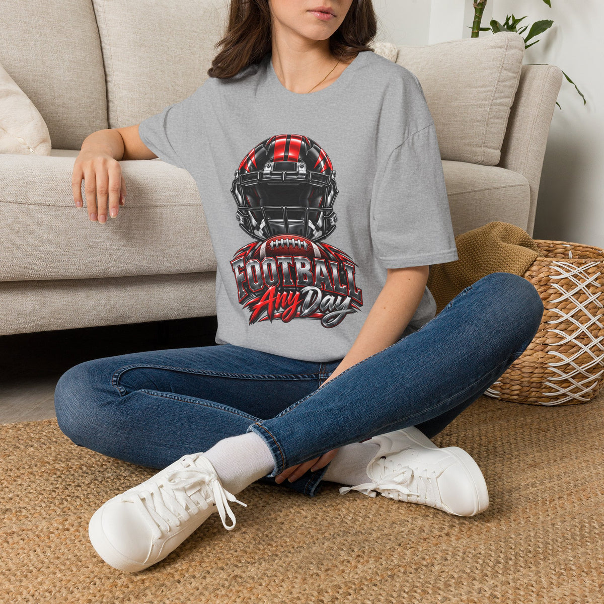 Football Any Day T-Shirt — Helmet Graphic Tee for Football Fans